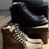 Men S Brown Crazy Horse Leather Combat Boots