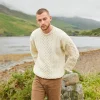 Men's Merino Wool Aran Sweater: Traditional Irish Fisherman Knit